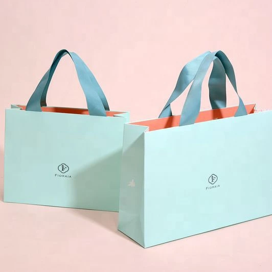 Printed Luxury Paper Gift Bag with Ribbon Handles