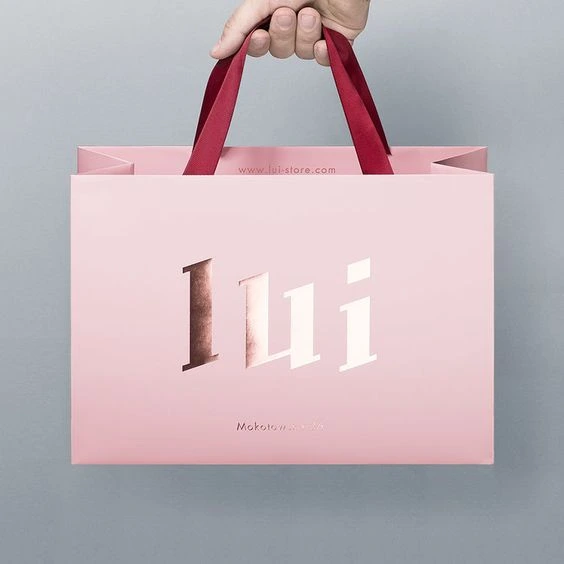 Laminated Boutique Paper Shopping Bag with Ribbon