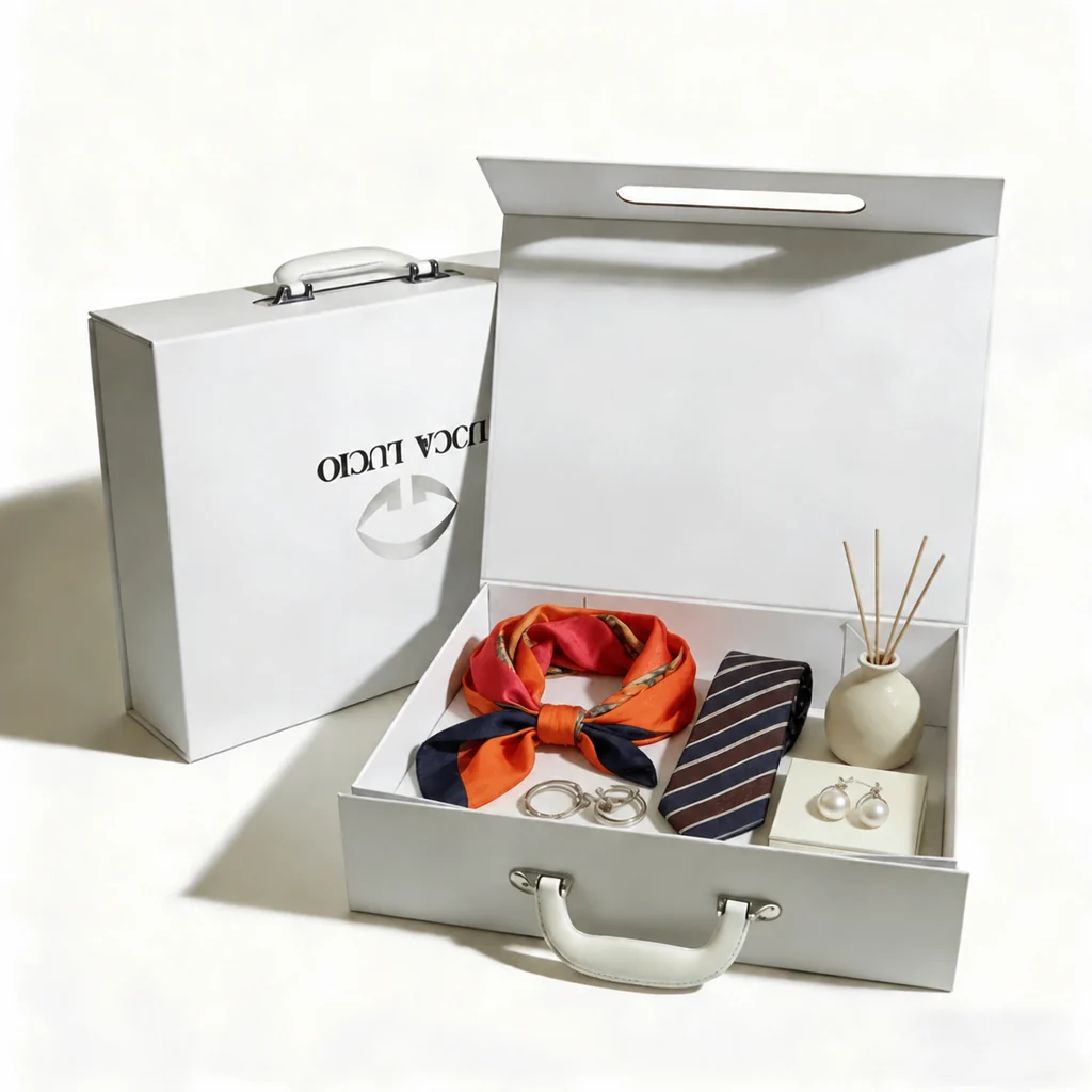 Embossed Folding Magnetic Gift Box with Handle