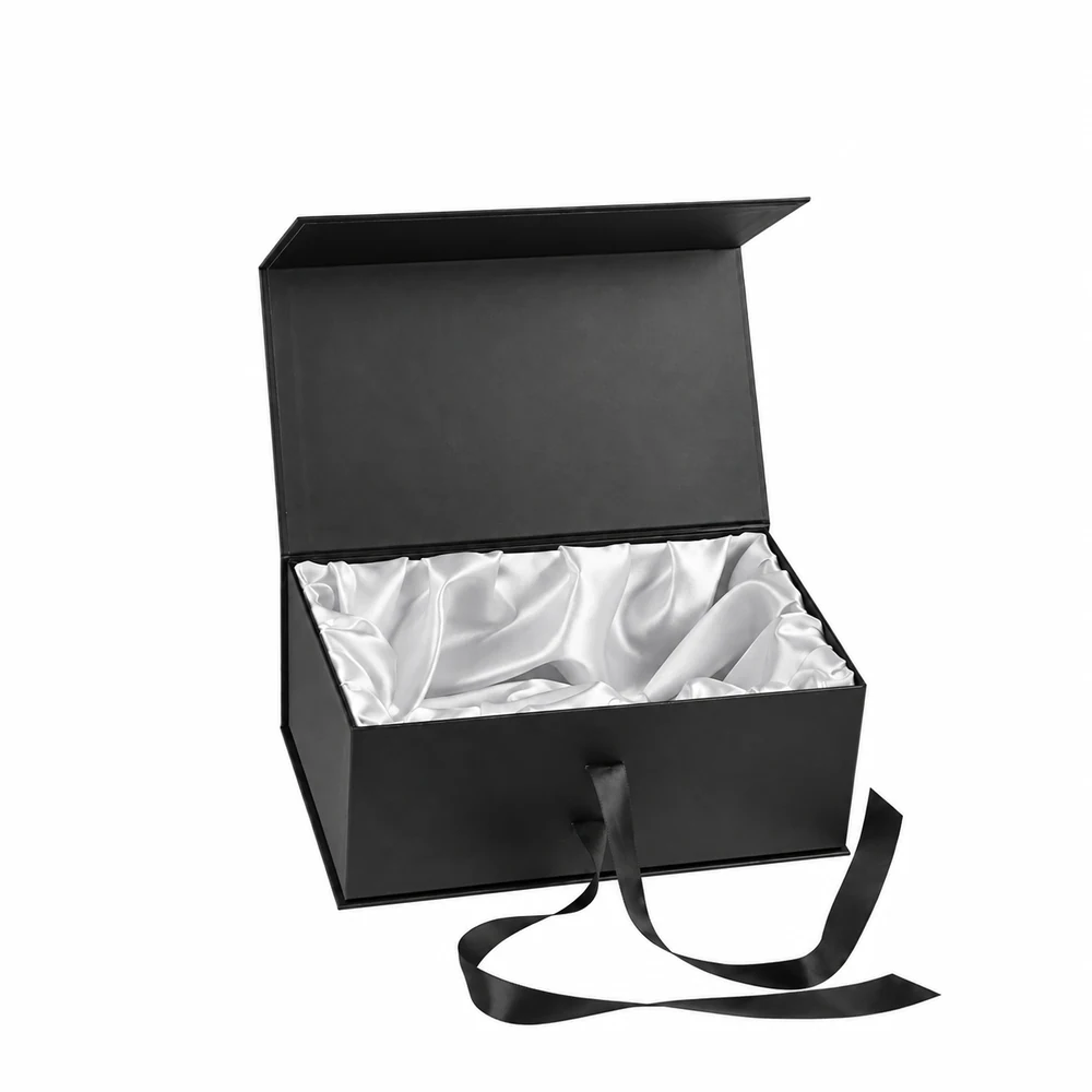 Magnetic Wig Box with Satin Insert and Sponge Lining
