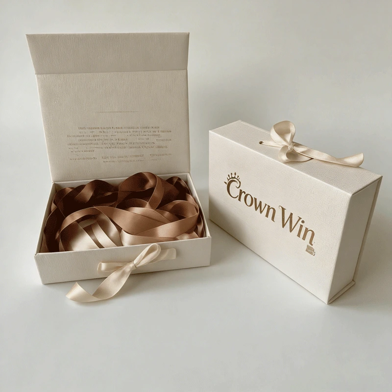 Folding Magnetic Rigid Gift Box with Ribbon