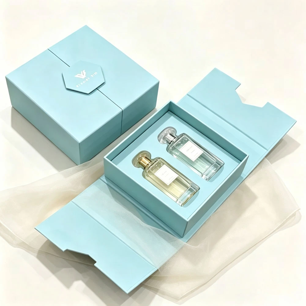 Patterned Double-Door Perfume Set Box with EVA Insert