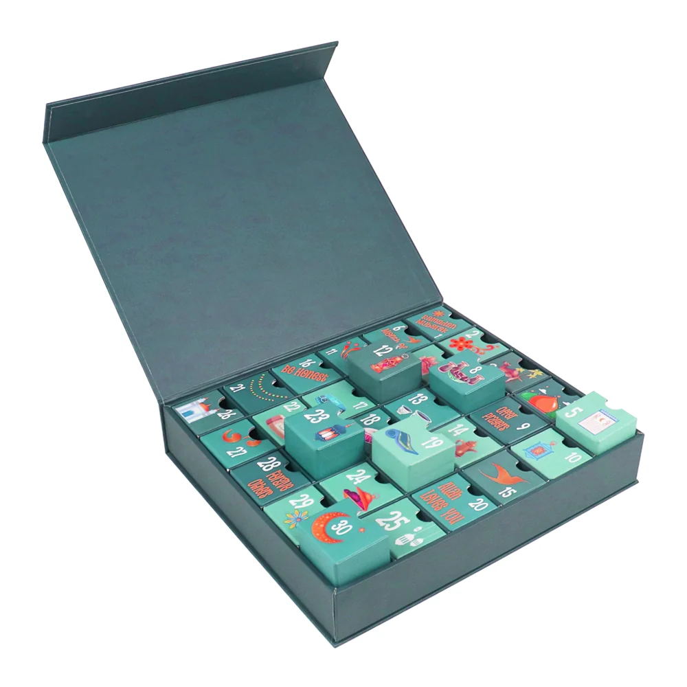 Teal Magnetic Advent Calendar with Mint Drawers