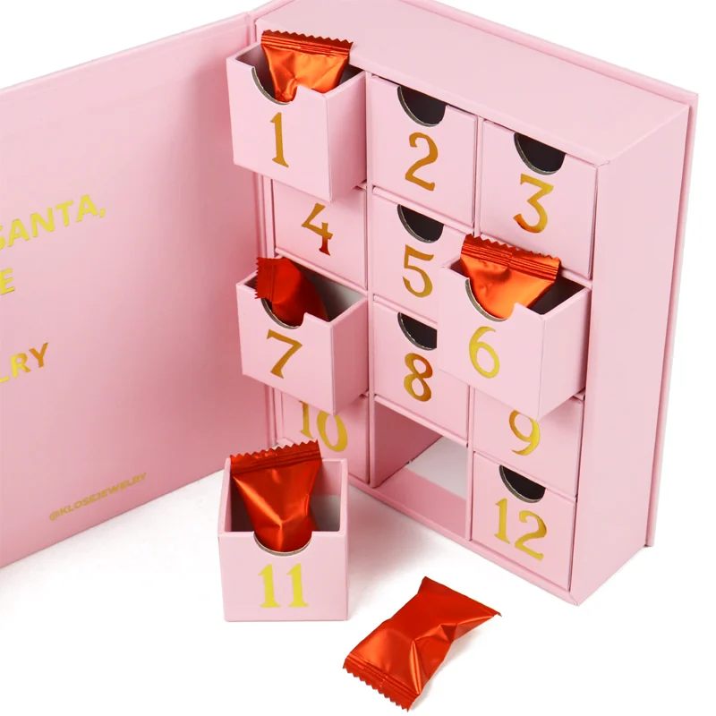 Pink Advent Calendar Box with Pull-Out Drawers