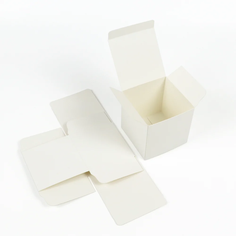 White Folding Carton, Flat and Assembled