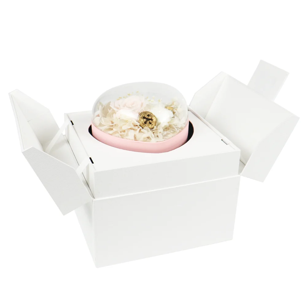 White Double-Door Box with Round Product Cradle