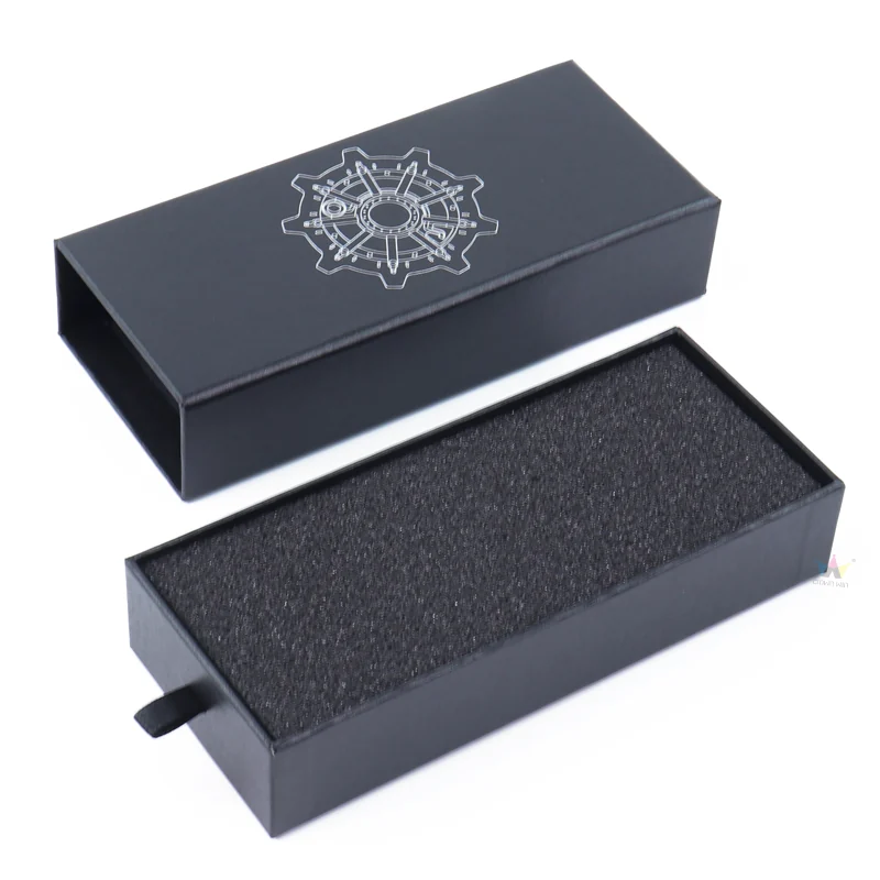 Navy Drawer Box with Gold Medallion and Foam Insert