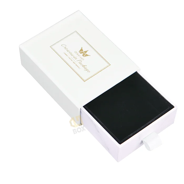 White Drawer Box with Gold Foil Frame