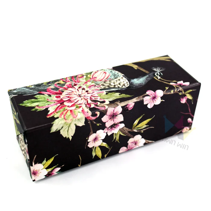Black Floral Print Foldable Long Gift Box