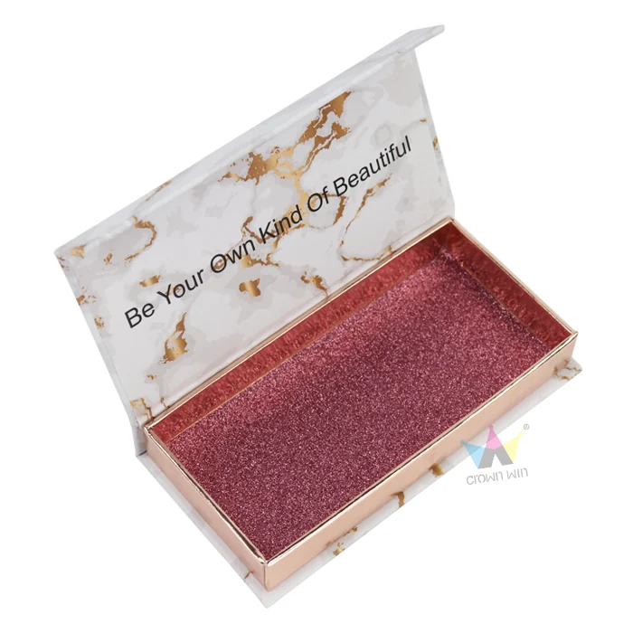 Marble Lid Magnetic Beauty Box with Glitter Tray