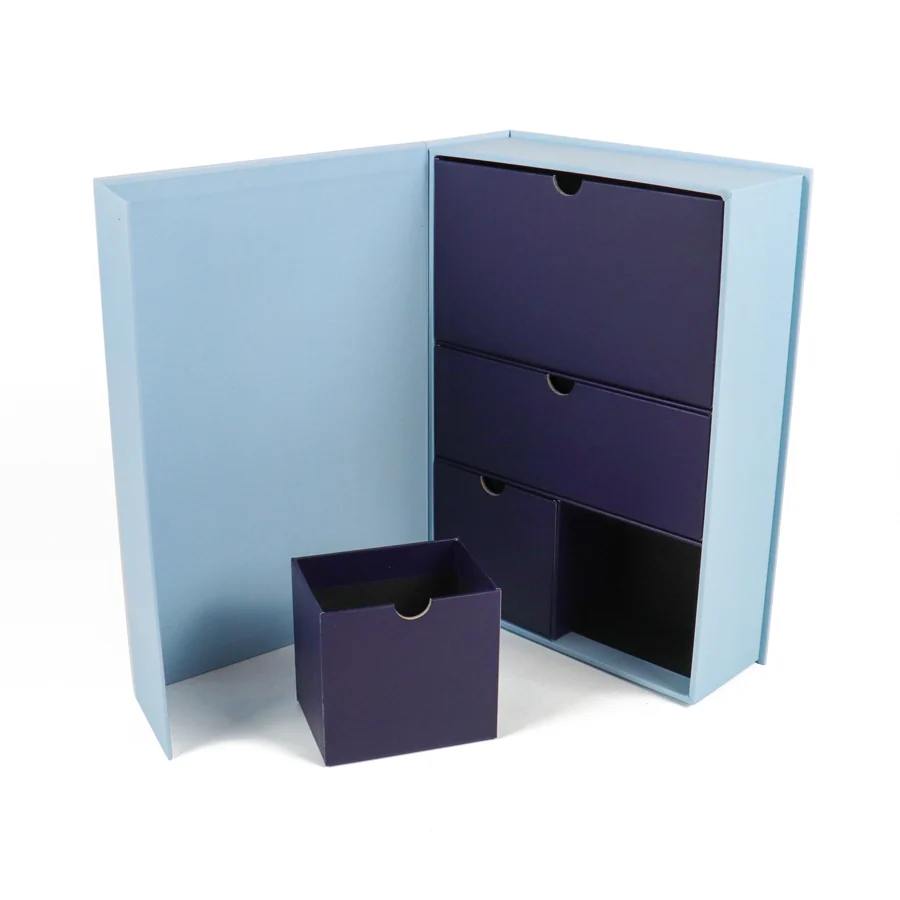 Light Blue Magnetic Box with Navy Drawer Inserts