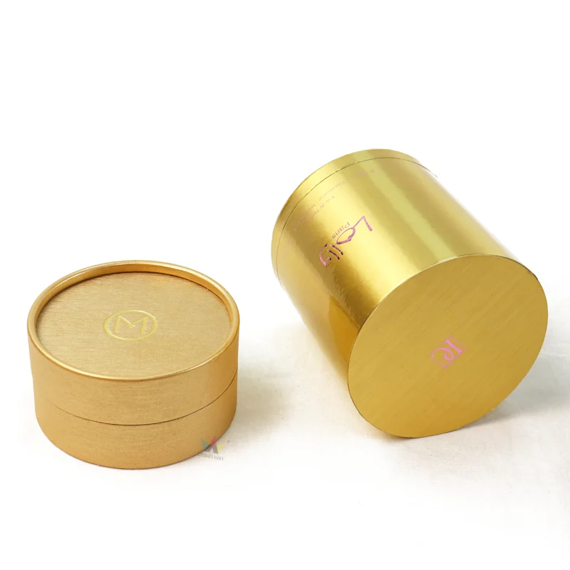 Gold and Kraft Paper Tube with Telescoping Lid